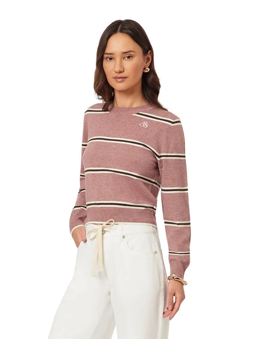 Scotch & Soda | Dusty Rose Striped Crewneck Sweater NWT